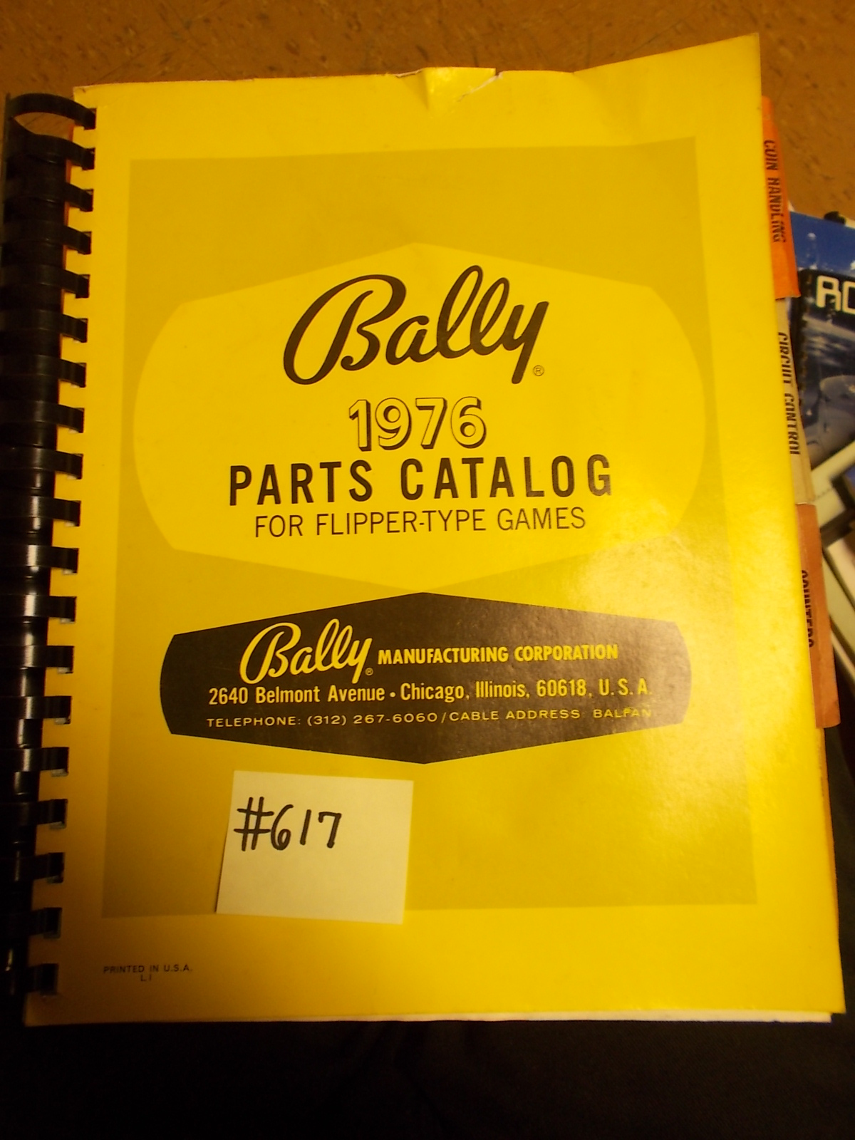 BALLY Pinball Machine Game 1975 PARTS CATALOG for FLIPPERTYPE GAMES